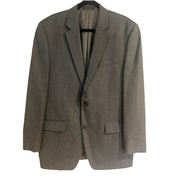 Michael Kors Jacket Mens 42L Gray Herringbone Two Button Blazer Suit Coat Career - Picture 1 of 13